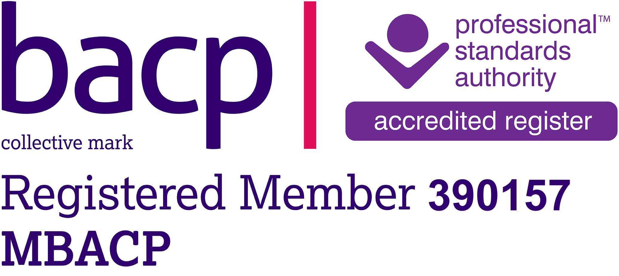 Registered Practitioner badge for the British Association for Counselling and Psychotherapy